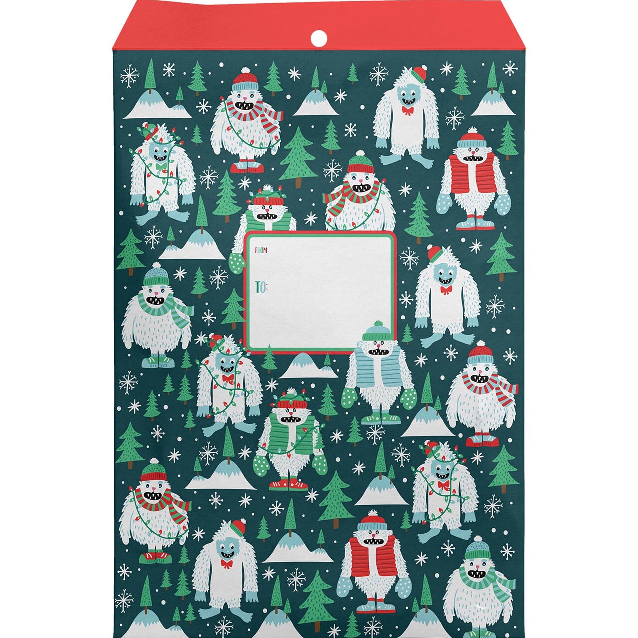 Pack/6: Yeti for the Holidays Theme Mailing Envelope - 11 x 1/2 x 15-1/2"
